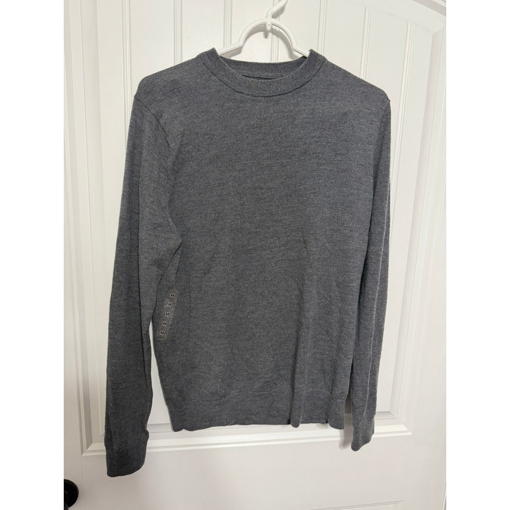 Nordstrom Wool Sweater Mens M Washable Merino Crew Neck Grey Classic EUC